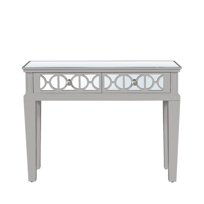 Torino 2 Drawer Console Table Grey with Round Satin Handle