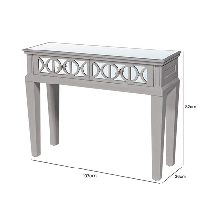 Torino 2 Drawer Console Table Grey with Round Satin Handle