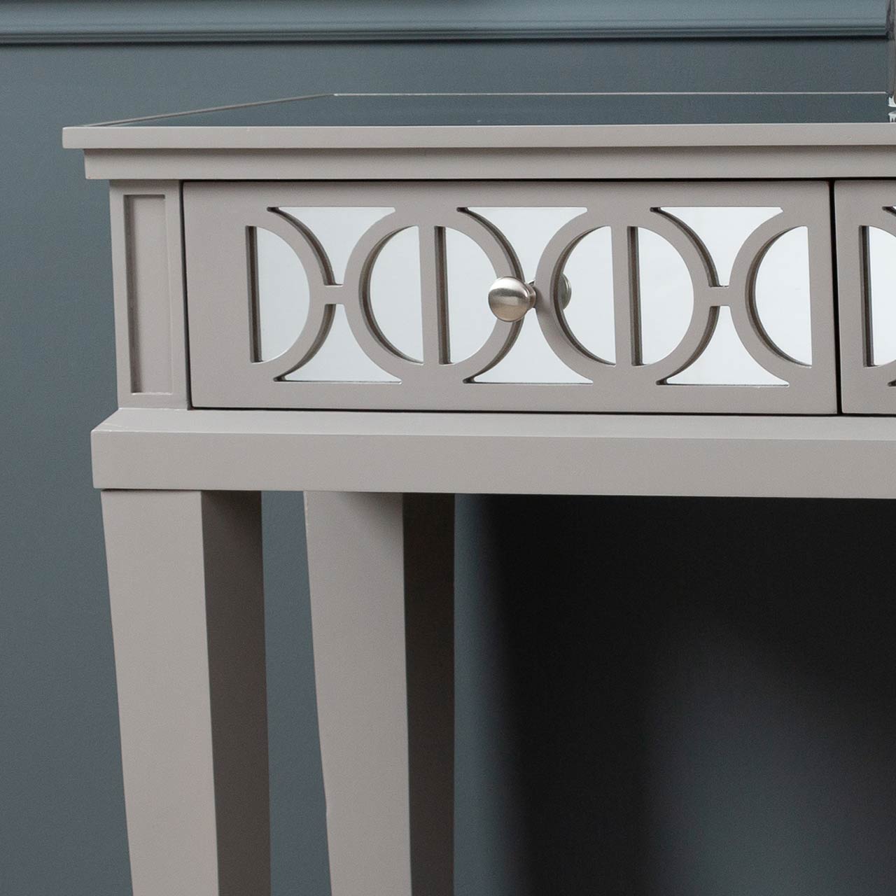 Torino 2 Drawer Console Table Grey with Round Satin Handle