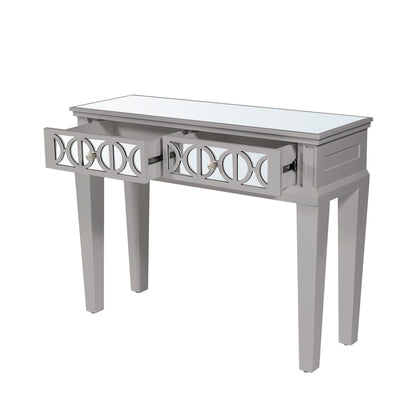 Torino 2 Drawer Console Table Grey with Round Satin Handle