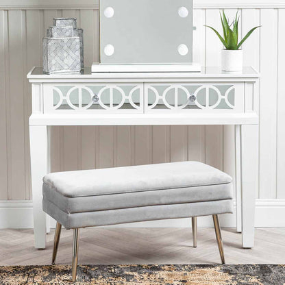 Torino 2 Drawer Console Table White Mirror Top