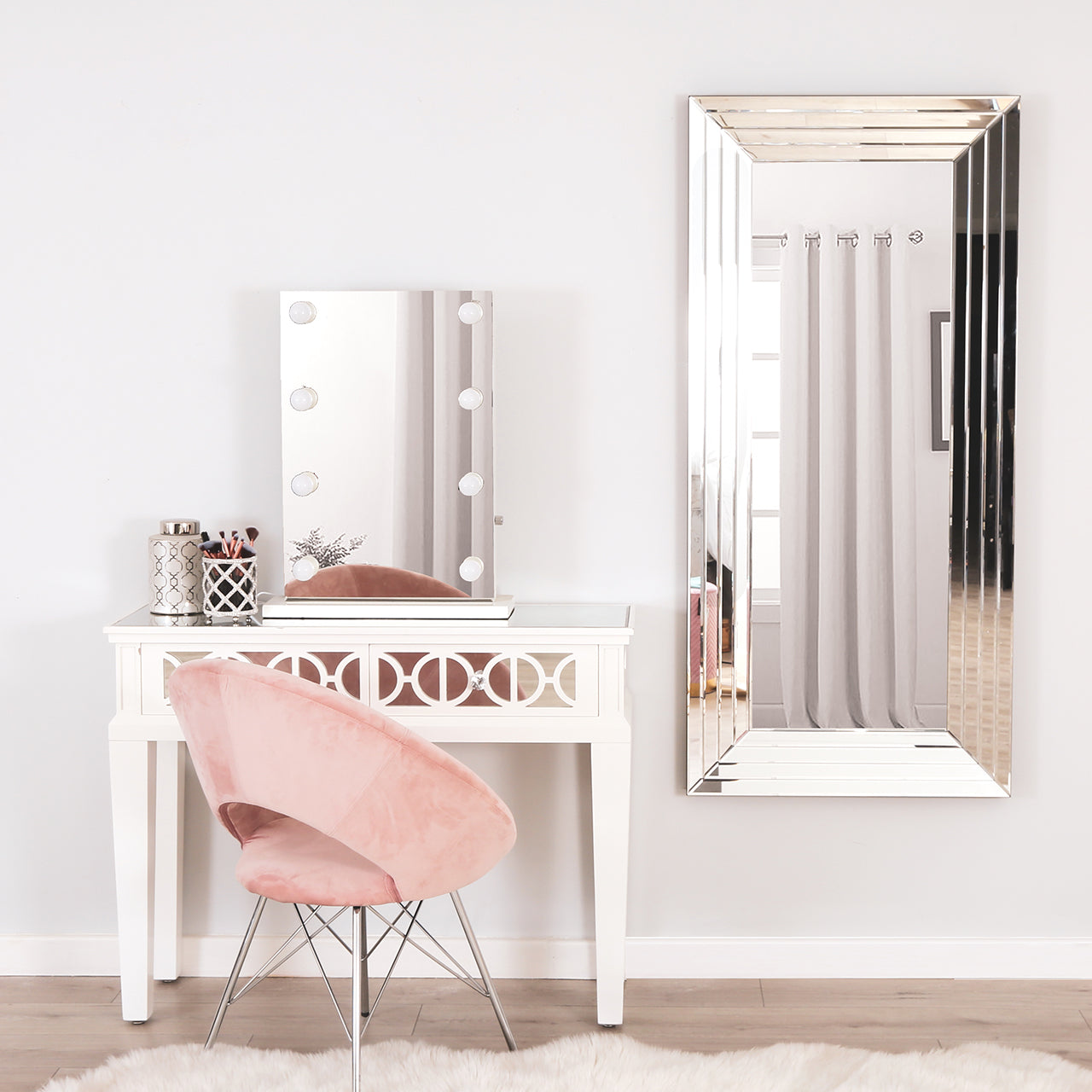 Torino 2 Drawer Console Table White Mirror Top