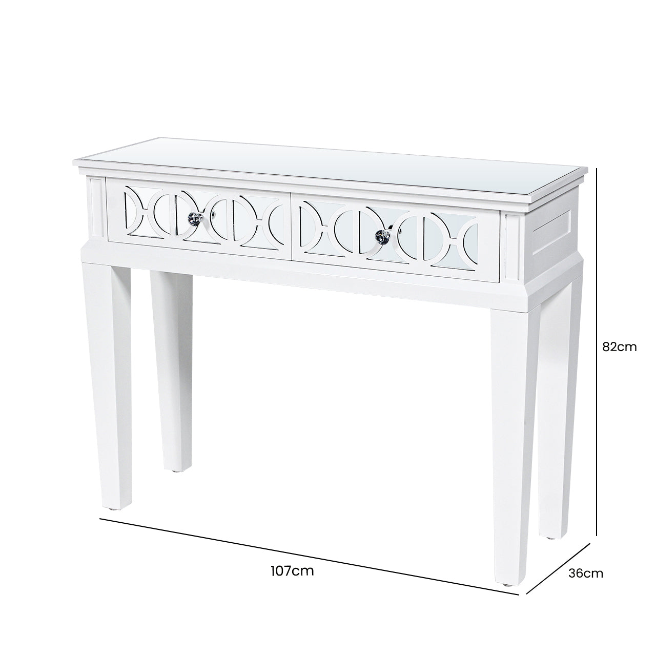 Torino 2 Drawer Console Table White Mirror Top