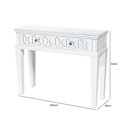 Torino 2 Drawer Console Table White Mirror Top