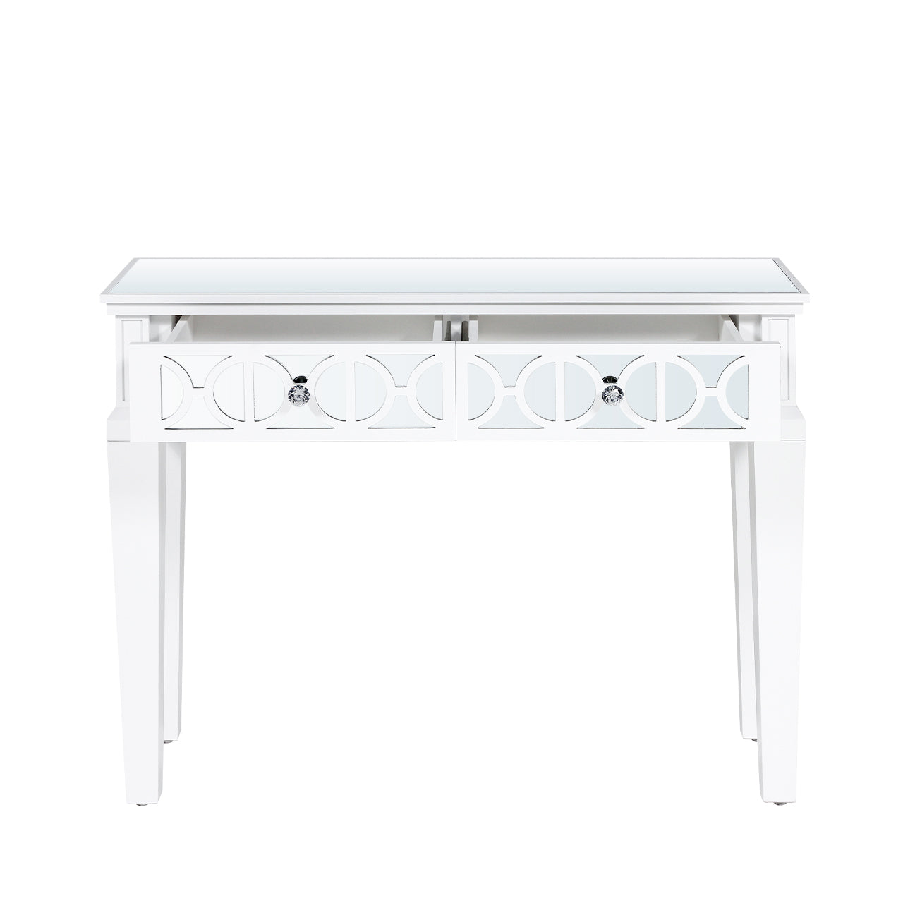 Torino 2 Drawer Console Table White Mirror Top