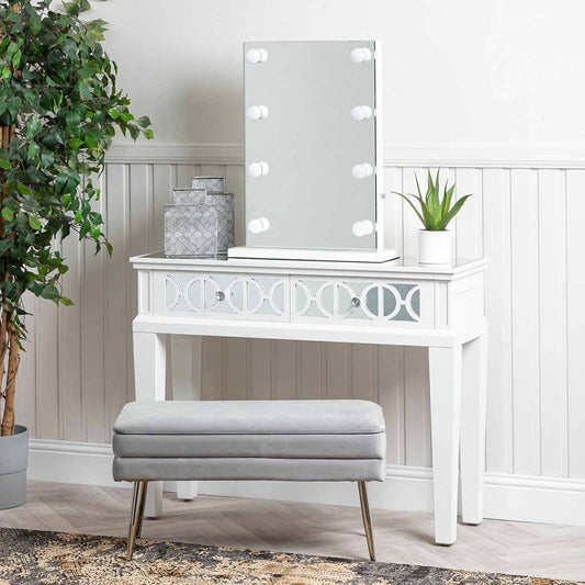 Torino 2 Drawer Console Table White Mirror Top