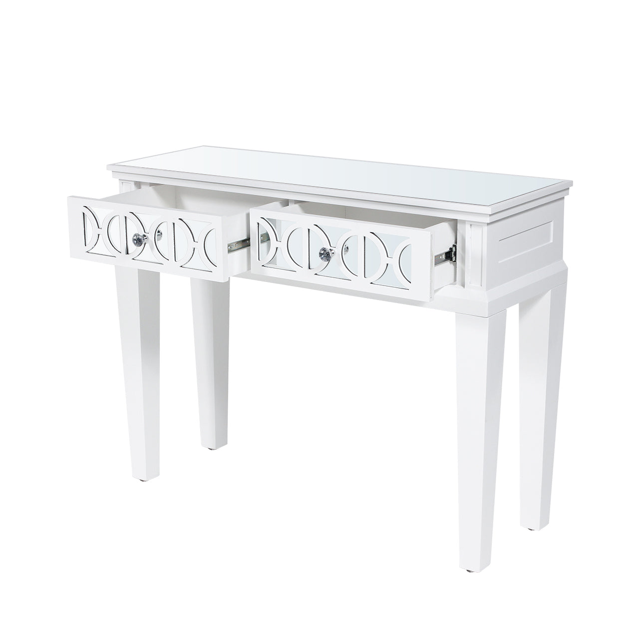 Torino 2 Drawer Console Table White Mirror Top