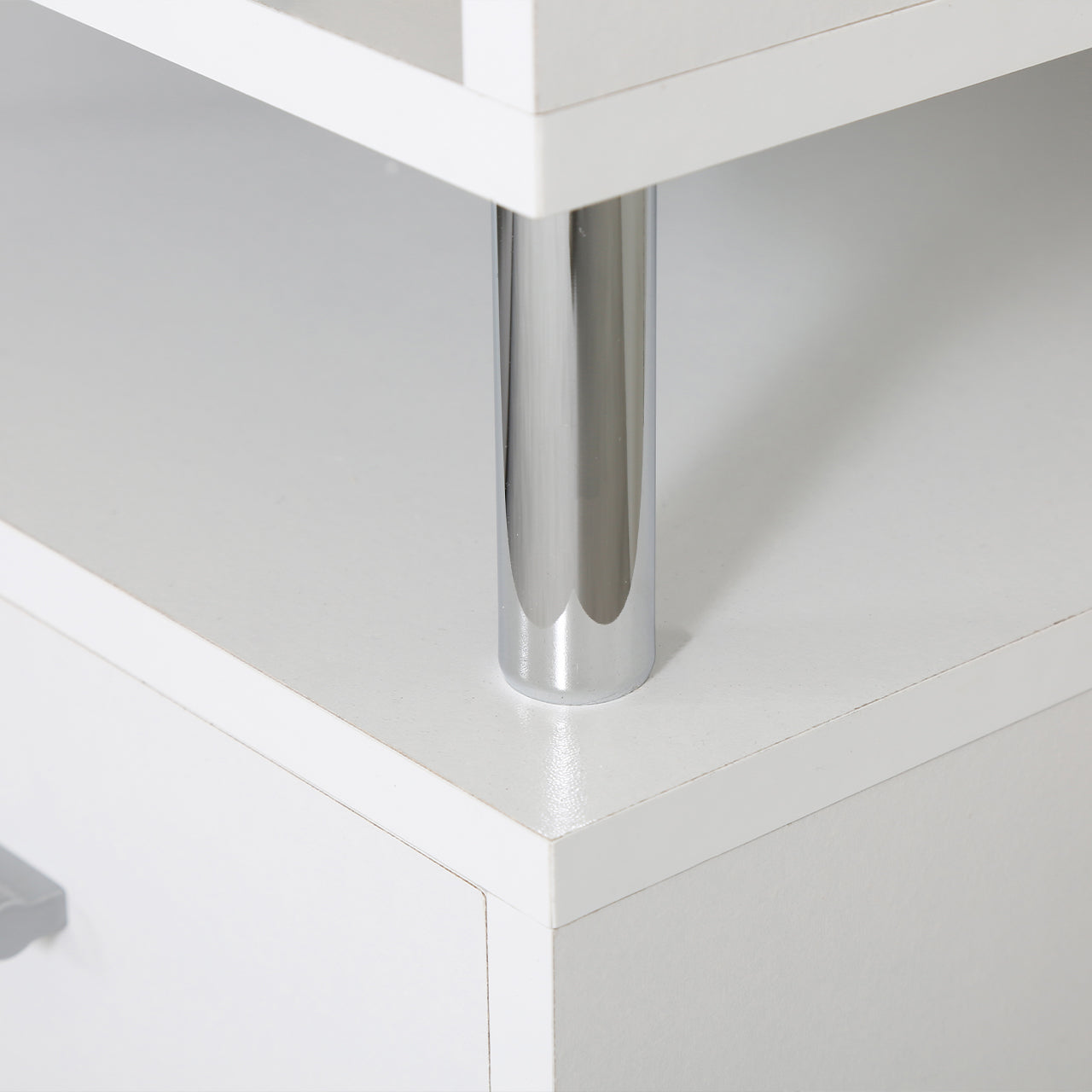 Victoria 1 Drawer Bedside Cabinet White & Chrome - D