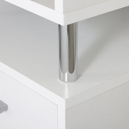 Victoria 1 Drawer Bedside Cabinet White & Chrome - D