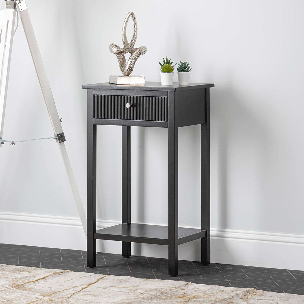 Lindon 1 Drawer End Table Black – Kd Includes 2 Sets of Handle in Nickel and Gold