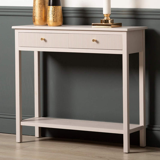 Lindon 2 Drawer Console Table Summer Grey - KD includes 2 sets of Handle in Nickel and Gold