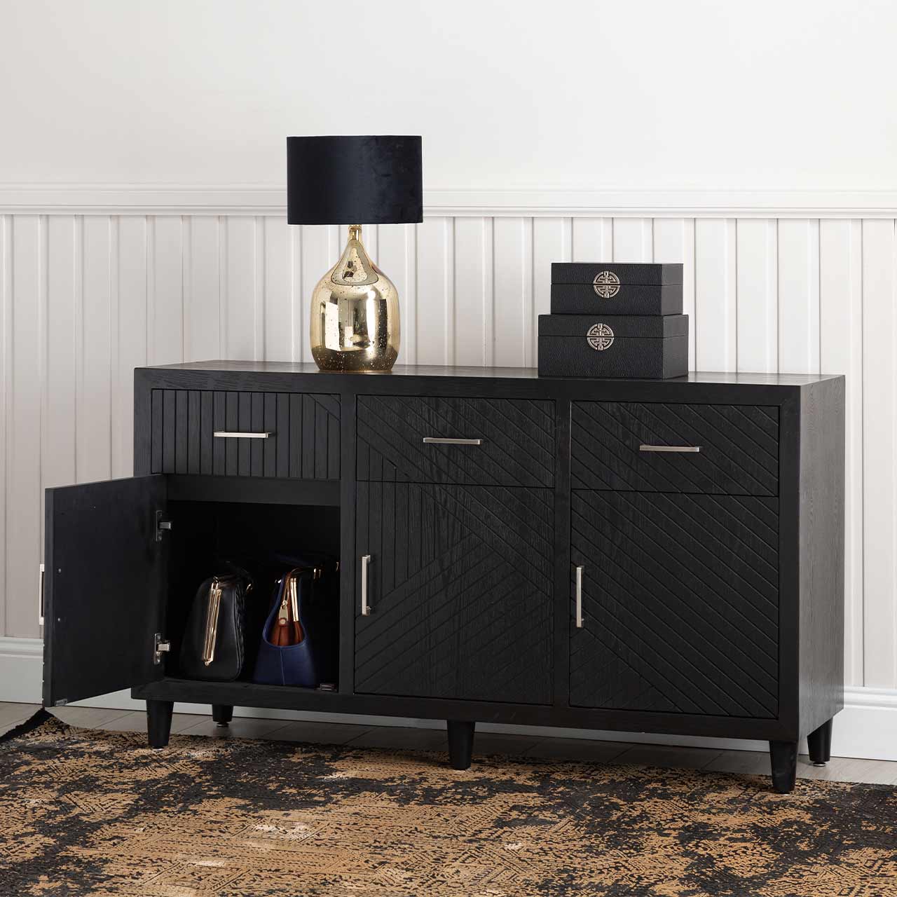 Solano 3 Drawer 3 Door Sideboard Black