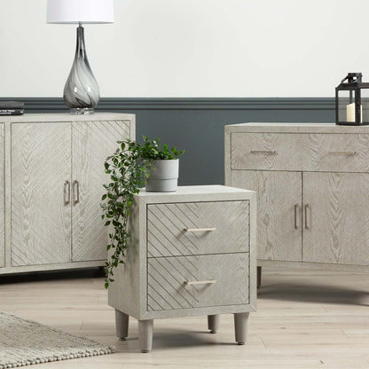 Venus 2 Drawer Bedside Cabinet Grey Elm-KD Legs