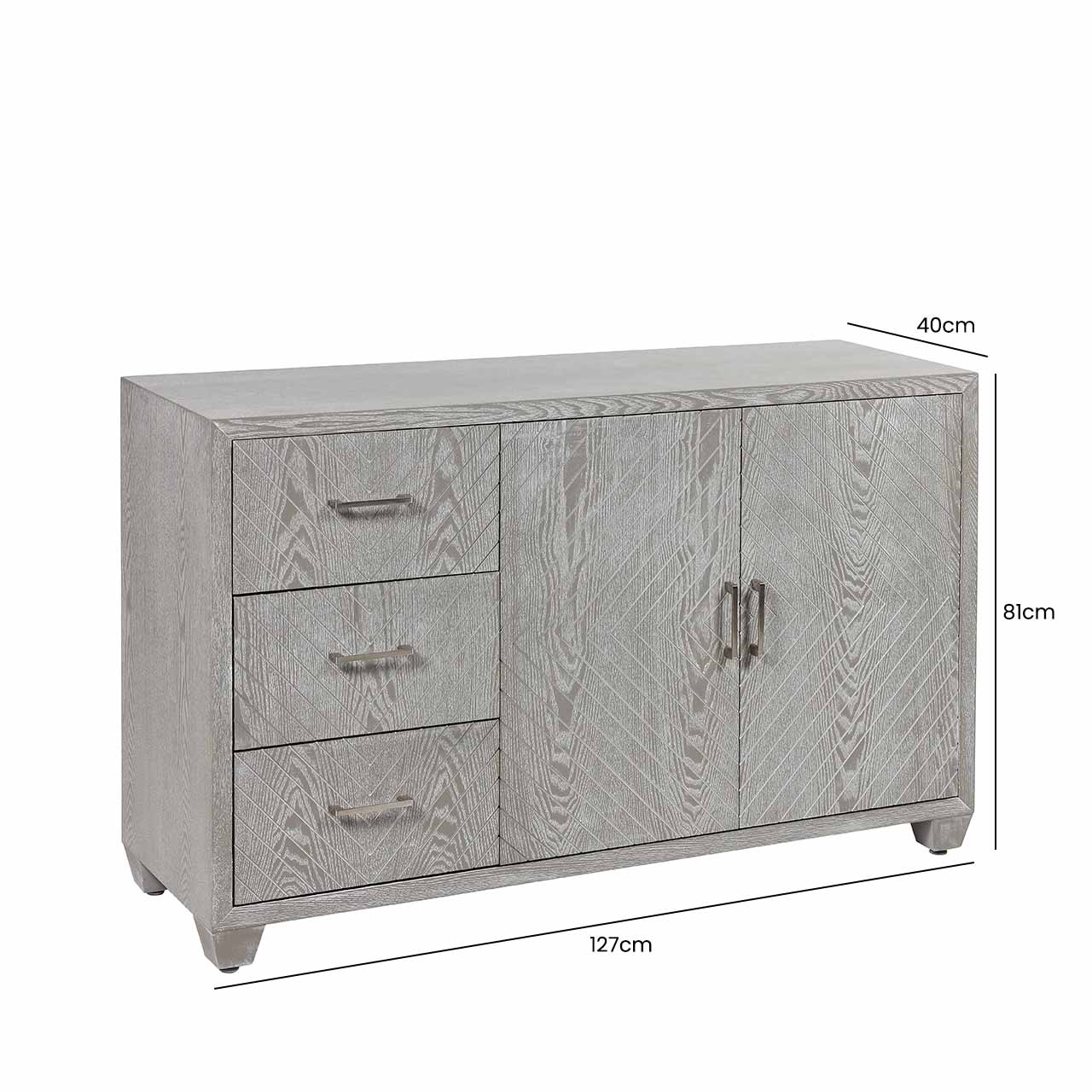 Venus 3 Drawer 2 Door Sideboard Grey Elm