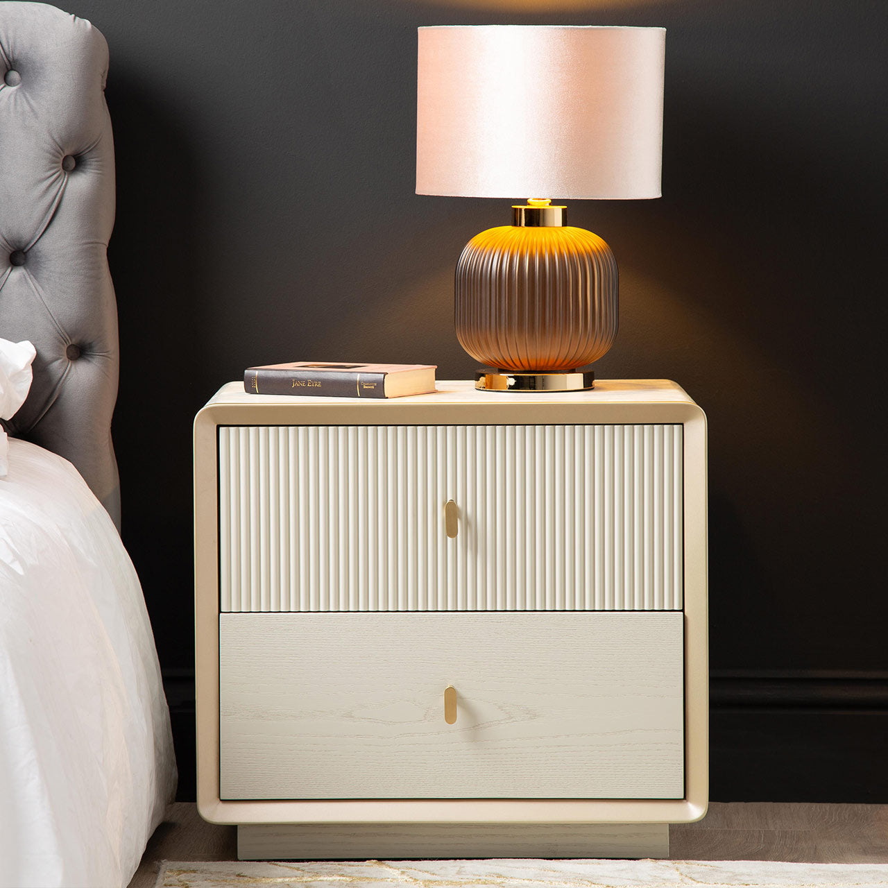 Amelie Cream Elm 2 Drawer Cabinet