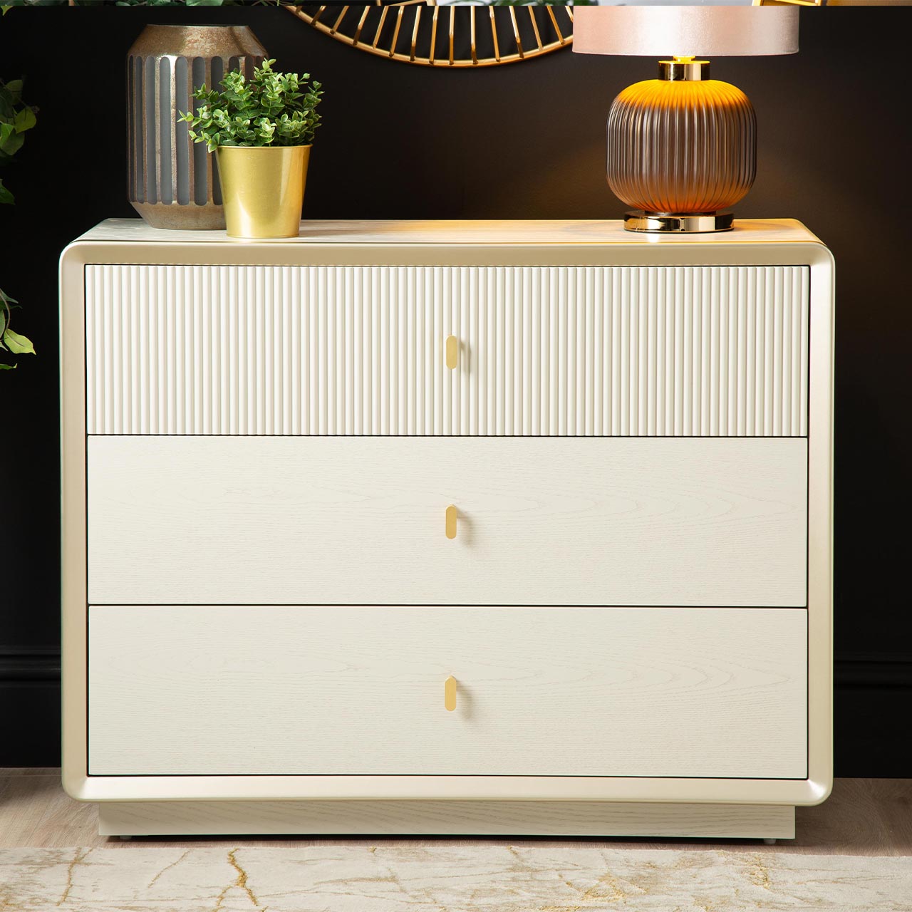 Amelie Cream Elm 3 Drawer Chest