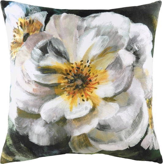 WINTER FLORALS ENGLISH ROSE 43X43 FEATHER FILLED CUSHION  WHITE