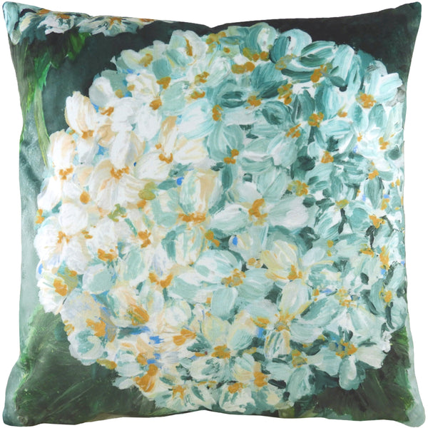 Winter Florals Hydrangea 43x43 Feather Filled Cushion Eau De Nil