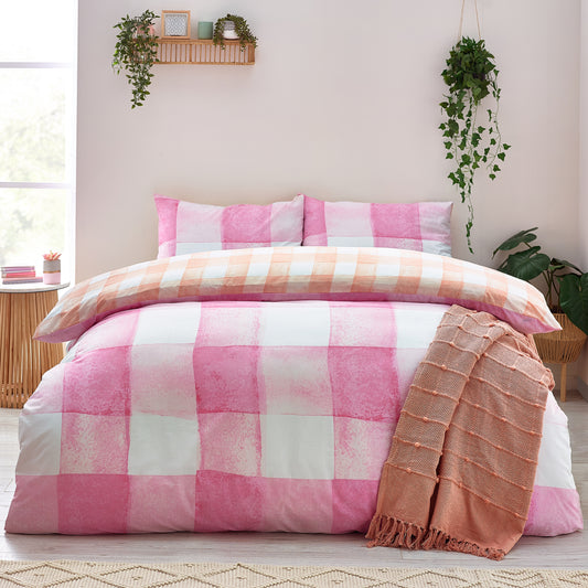 WHITSTABLE SUPER KING DUVET SET PRISM PINK