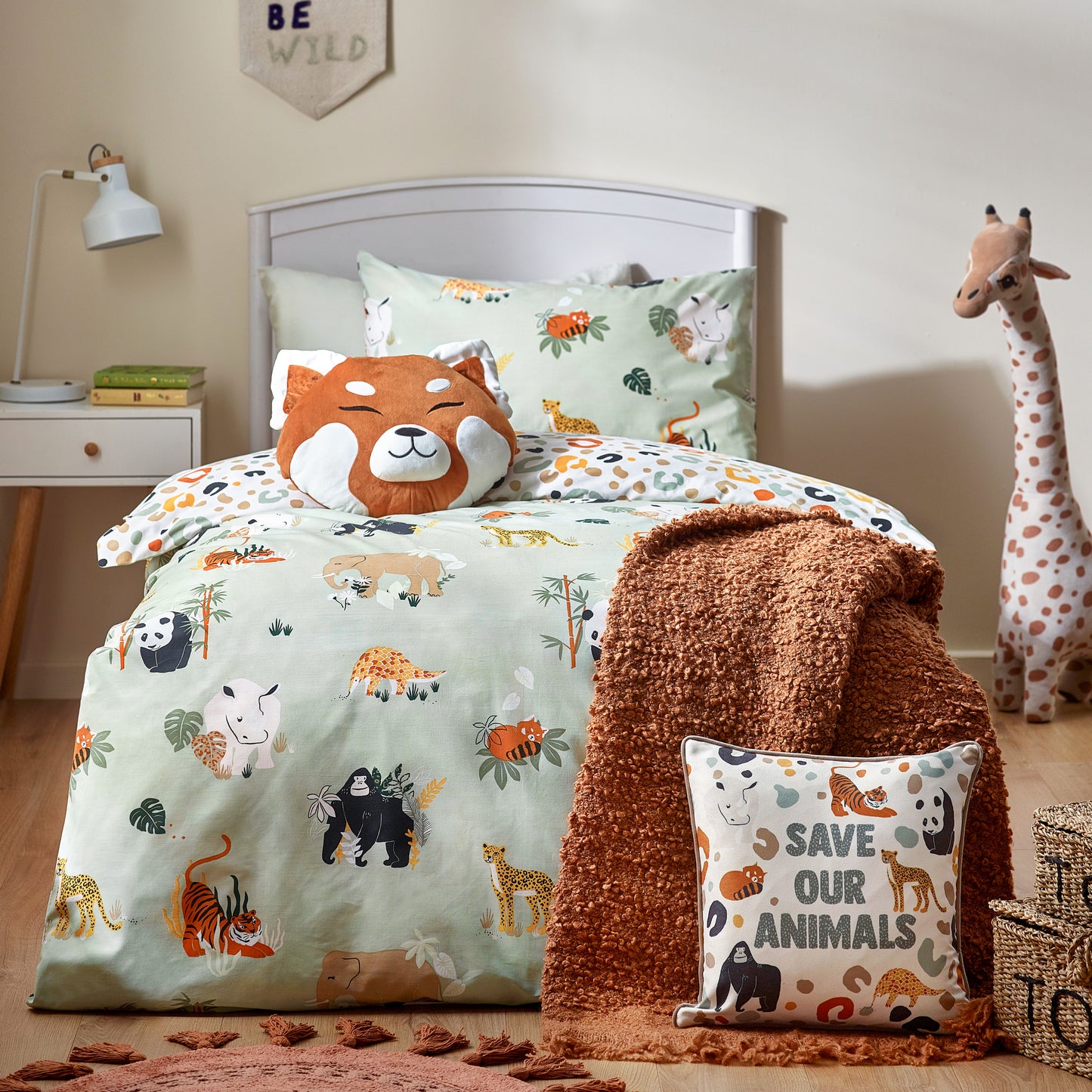 WILDLIFE SINGLE DUVET SET MULTI/GREEN