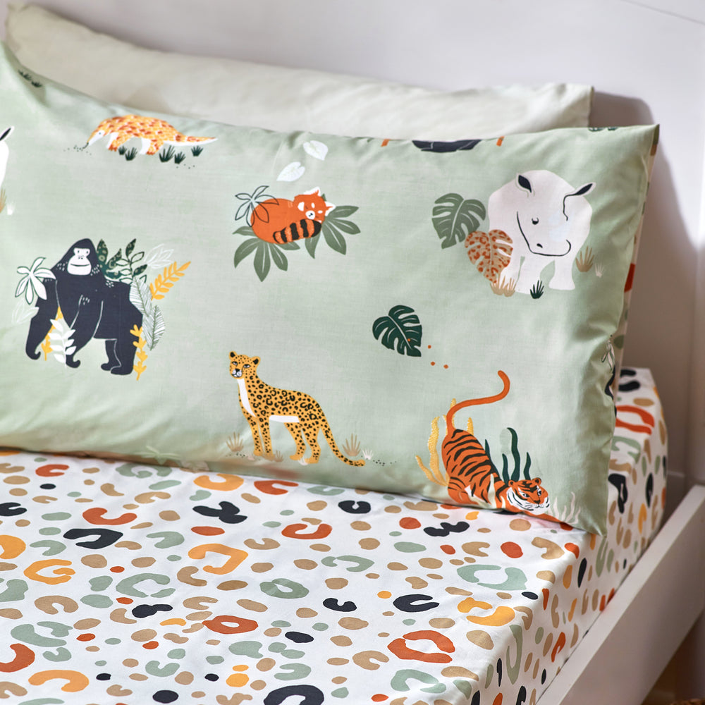 Wildlife Single Fitted Sheet Multi/green