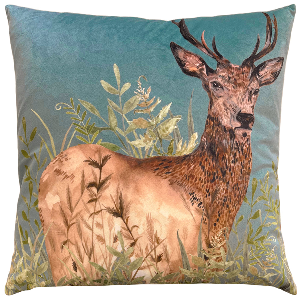 Willow Stag 43x43 Feather Filled Cushion Cyan