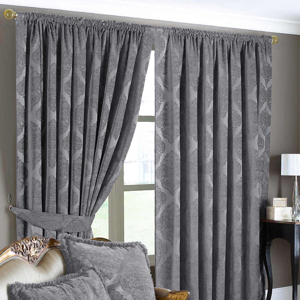 Winchester 168x183 Pencil Pleat Curtains Silv