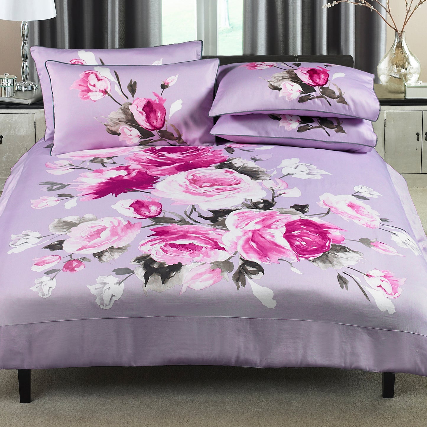 WINDSOR SUPER KING SIZE DUVET SET HEATHER