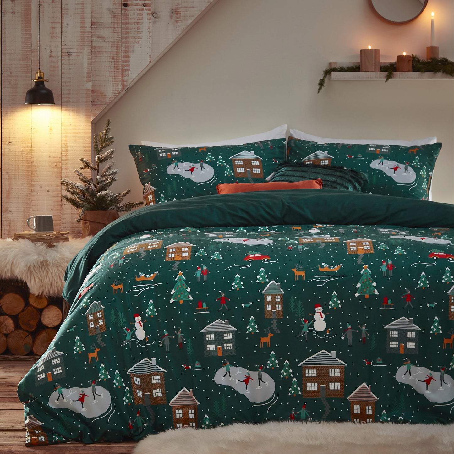 WINTER PINES TODDLER DUVET SET PINE GREEN