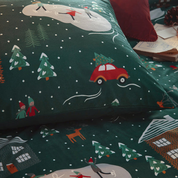 Winter Pines Toddler Duvet Set Pine Green - Riva