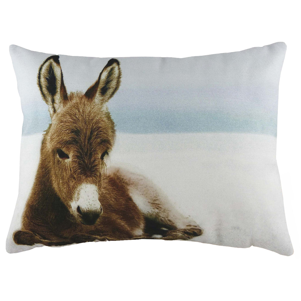 Winter Donkey 43x33 Feather Filled Cushion Multi
