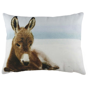 Winter Donkey 43x33 Feather Filled Cushion Multi