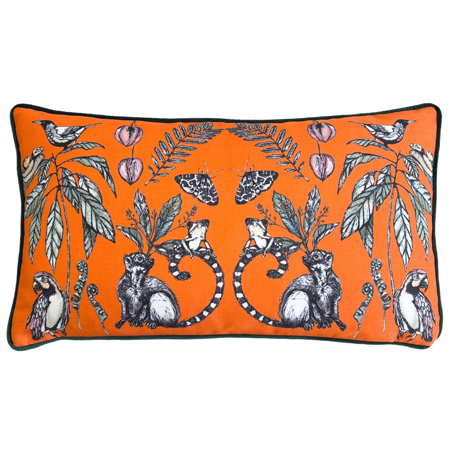 WILD MIRRORED CREATURES 30X50 FEATHER FILLED CUSHION ORANGE