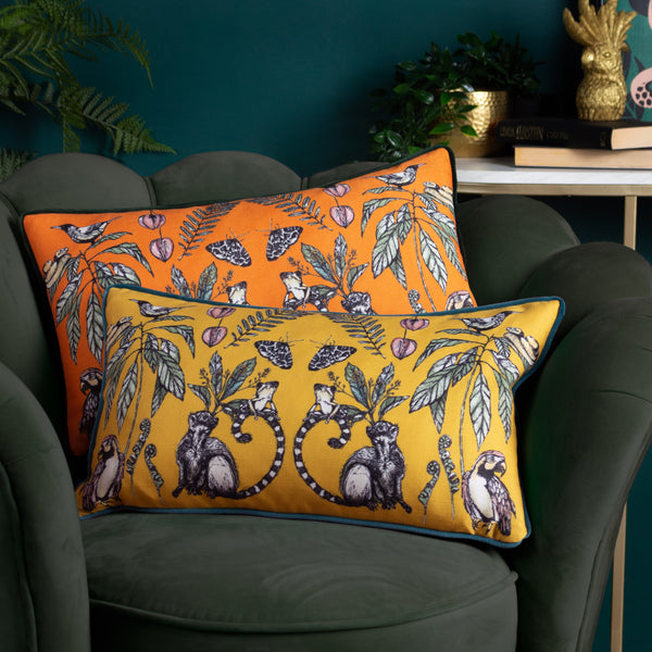 Wild Mirrored Creatures 30x50 Feather Filled Cushion Yellow - view 4