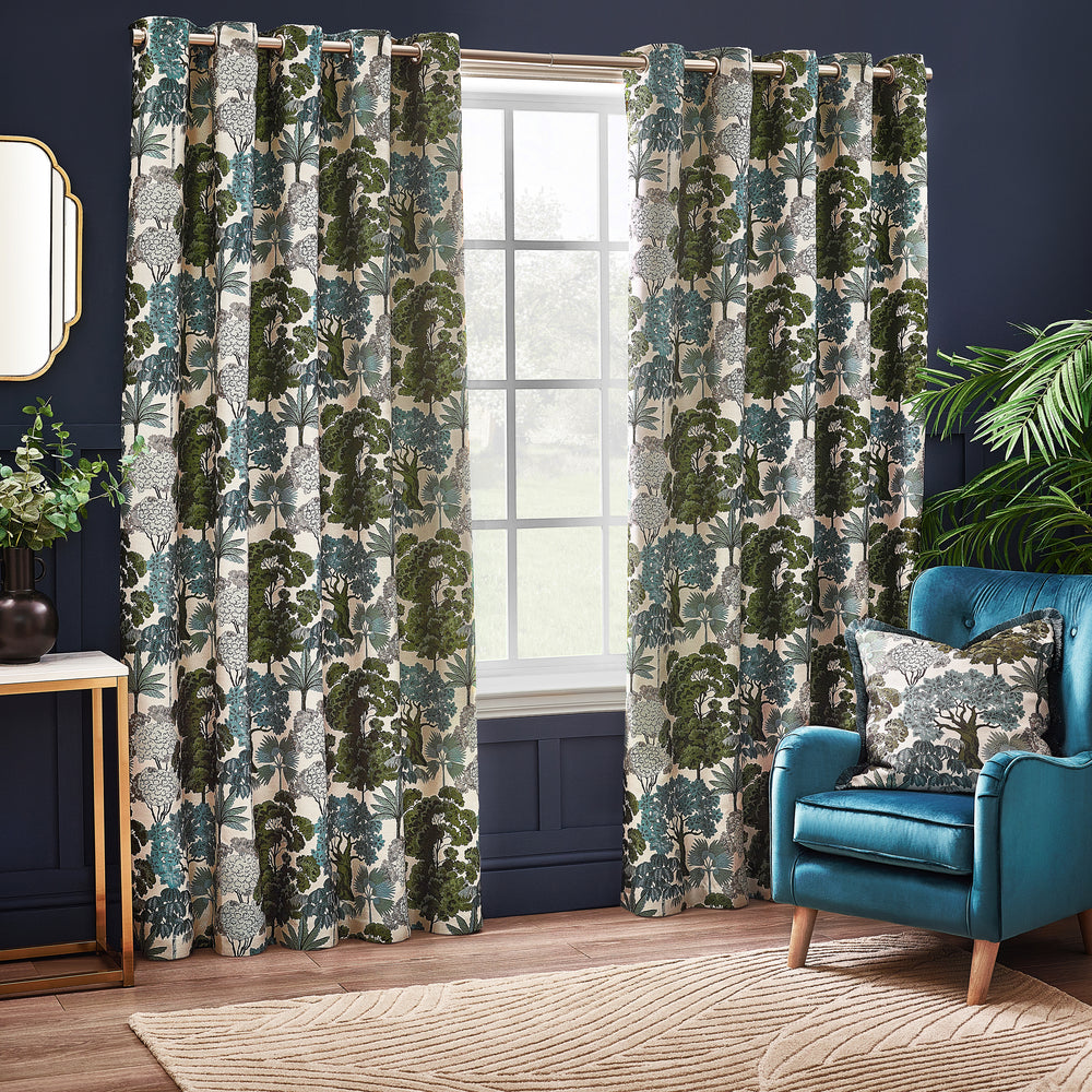 Woodlands 168x137 Eyelet Curtains Green - lifestyle