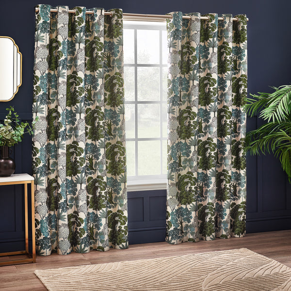Woodlands 168x137 Eyelet Curtains Green - view 3