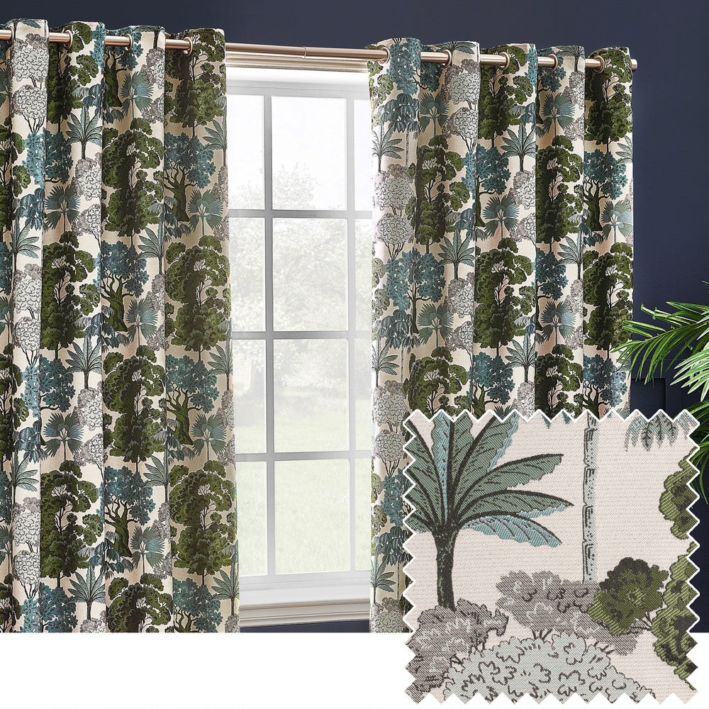 Woodlands 168x137 Eyelet Curtains Green - lifestyle