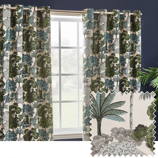 Woodlands 168x137 Eyelet Curtains Green - lifestyle