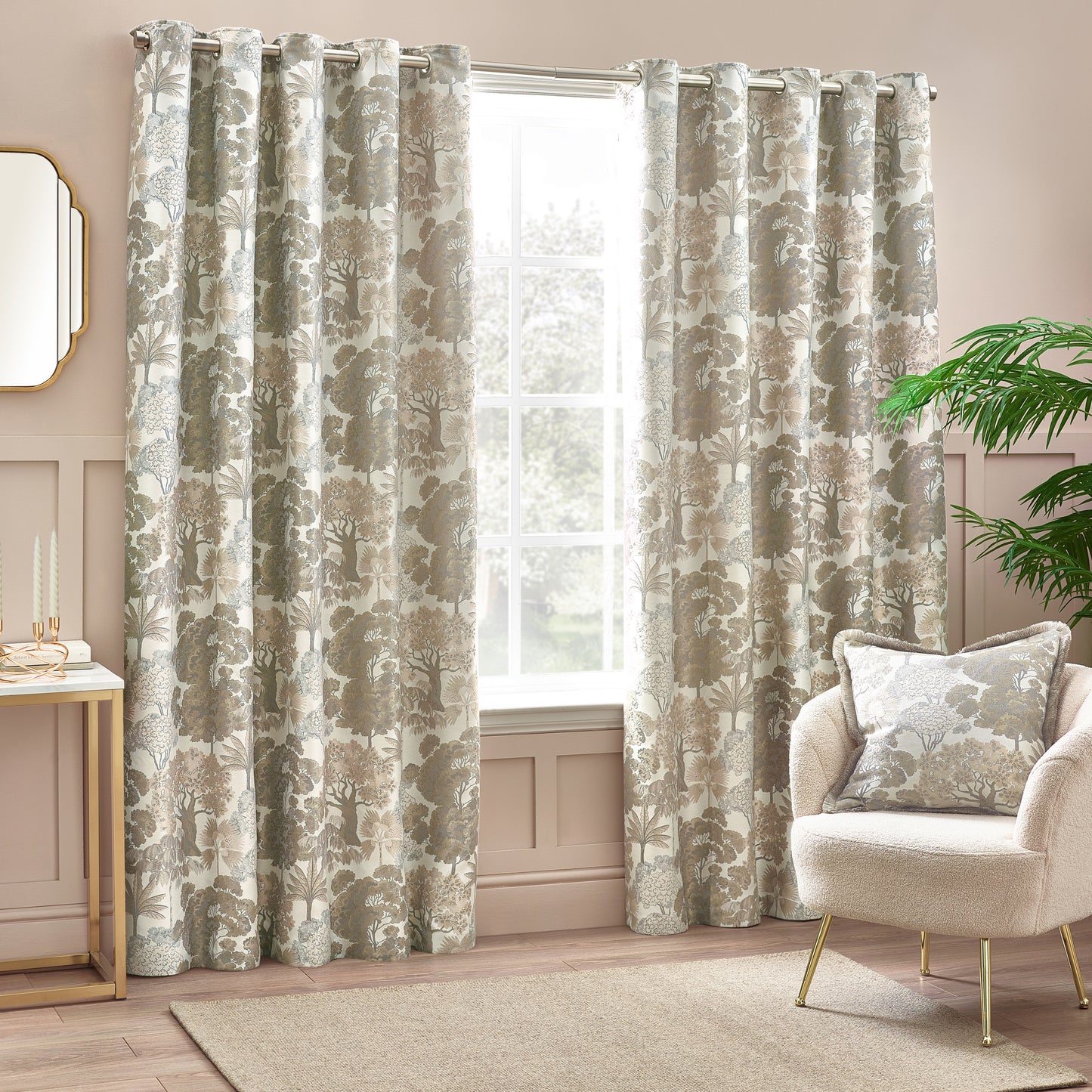 WOODLANDS 117X137 EYELET CURTAINS NATURAL