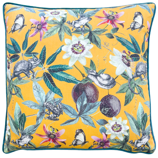 WILD PASSION CREATURES 50X50 FEATHER FILLED CUSHION YELLOW