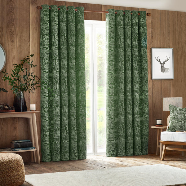Winter Woods 228x137 Eyelet Curtains Emerald - view 7