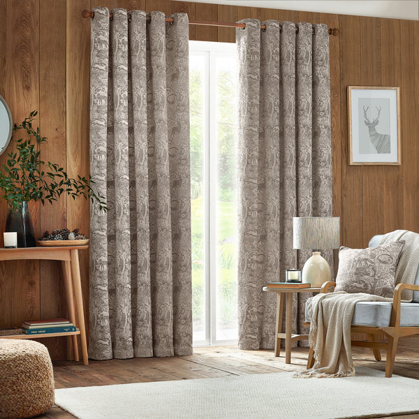 Winter Woods 228x137 Eyelet Curtains Taupe - view 3