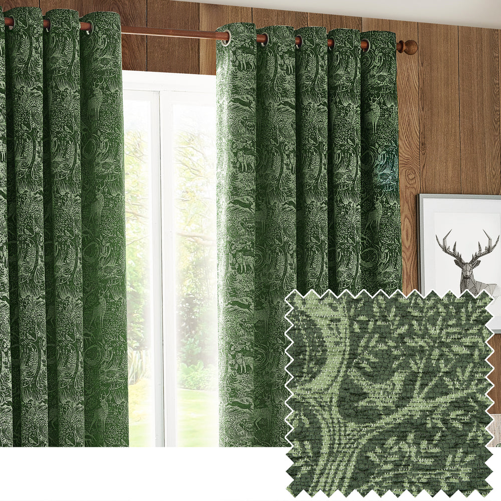 Winter Woods 167x228 Eyelet Curtains Emerald - view 2