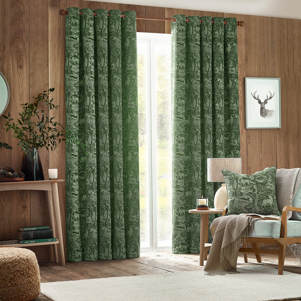 Winter Woods 167x228 Eyelet Curtains Emerald - view 2