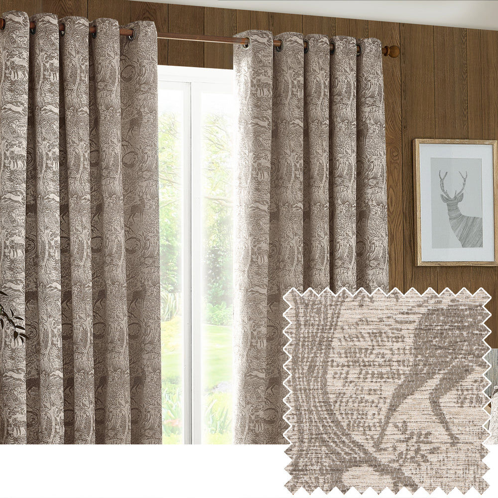 Winter Woods 228x182 Eyelet Curtains Taupe - view 2