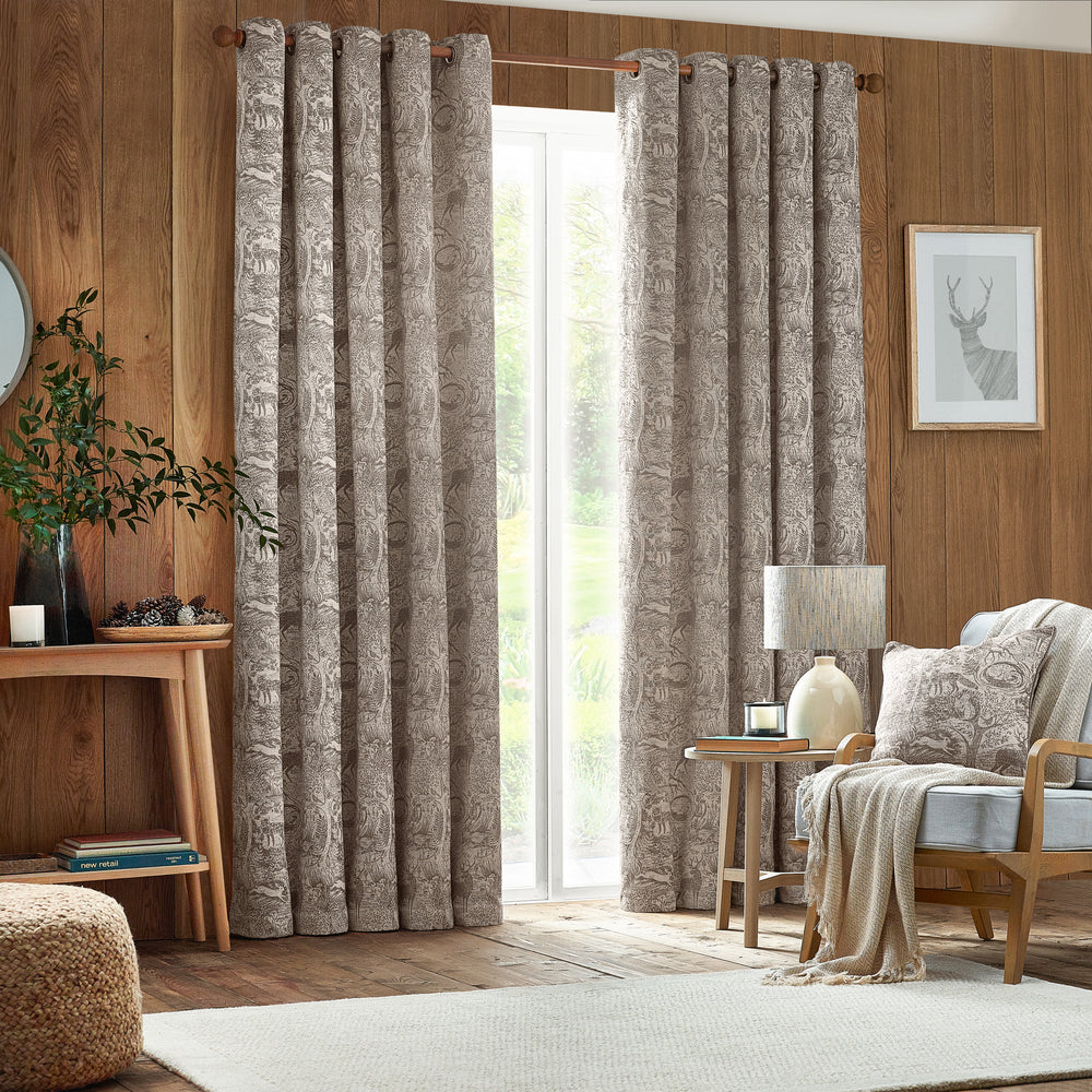 Winter Woods 228x182 Eyelet Curtains Taupe - view 2