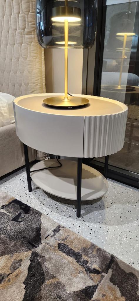 Avola Bedside Table - Matte Beige - Tommy Franks