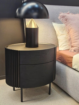 Lantine Bedside Table - Black Oak & Brass - Tommy Franks