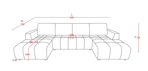 Shanghai Luxury Green U Shape Corner Sofabed - Xshowhome