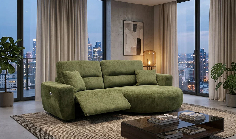Denver Sofa Green Electric Recliner Right Hand - Xshowhome